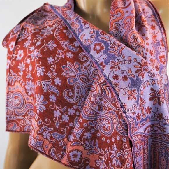 Scarf Womens Accessory Multi Color Purple Fringe - Picture 5 of 8